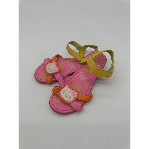 Hello Kitty Kids Sandals For Girls with Straps Hook & Loop Sz 12 Neon Multicolor - Picture 6 of 8